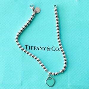 Tiffany & Co. Tiffany Blue Heart Tag Bead Bracelet 4mm Sterling Silver Medium